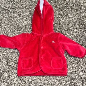 Vintage BABY GAP NEWBORN UP TO 3 MONTHS  RED VELOUR HOODIE SOFT WARM Christmas